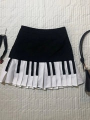 Vintage Y2K Pleated Skirt Women High Waist Piano Patchwork Streetwear Skirts Casual American Hip Hop Gothic Mini Skirts New voguable