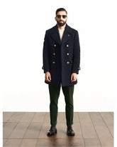 New European and American clothing, British men's medium length long sleeved woolen coat, autumn winter coat voguable