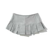 Voguable Women Gray Low Waist Pleated Mini Skirt voguable