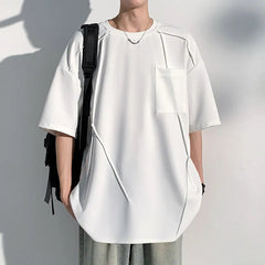 Summer Short Sleeved T-shirt Men Black White Casual T Shirt Streetwear Hip-hop Loose Round Neck Tshirt Mens Top Plus Size 4XL voguable