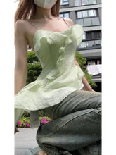 Spicy Girl Fashion Irregular Suspended Tank Top Women Sleeveless Collarbone Ruffle Edge Splice Solid Slim Summer Ribbons Wear voguable