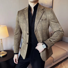 Voguable Men's British Style Fashionable Luxury Suit Jacket High-quality Plaid Slim Fit Business Social Blazer Wedding Dress Party Jacket voguable