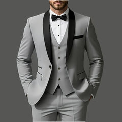 Voguable Men's 3pcs Suit Set, Jacket + Vest + Pants, Fashionable High-Quality, Suitable for Weddings, Parties and Formal Occasions voguable