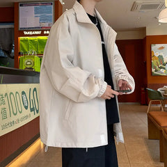 New jacket man Spring Windbreaker Men's Casual Climbing Waterproof Jacket Solid Lapel coat Unisex Fashion Gorpcore Youth