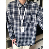 Autumn Long Sleeved Shirt Men Fashion Retro Plaid Shirts Men Japanese Streetwear Loose Casual Shirt Men Large Size 4XL voguable