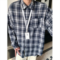 Autumn Long Sleeved Shirt Men Fashion Retro Plaid Shirts Men Japanese Streetwear Loose Casual Shirt Men Large Size 4XL voguable