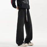 New Men's Jeans Washed Jeans Pants Unisex Drawstring Denim Pants Male Streetwear Korean Straight cylinder loose Cowboy Trousers voguable