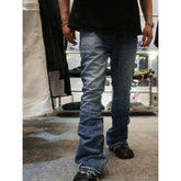 Voguable Retro Washed American Style Graffiti Distressed Wide Leg Jeans Men Women Loose Fit Long Trousers Casual Straight Cut Pants voguable