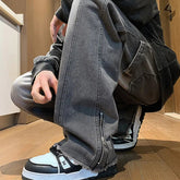 Men's jeans fashion Side Zipper Pants New Fashion men streetwear Jeans Loose Straight Denim Pant Mens jeans homme hip hop voguable