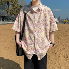Voguable Men's Stylish Summer Short Sleeve Hawaiian Shirt Tropical Floral Print Breezy Lightweight Casual Beachwear Fashion voguable