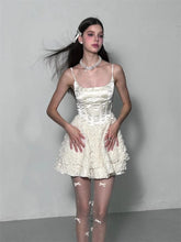 Voguable Elegant Fairy Dress Women Summer High Waist White Lace Party Mini Dresses Spaghetti Strap Streetwear Korean Fashion voguable