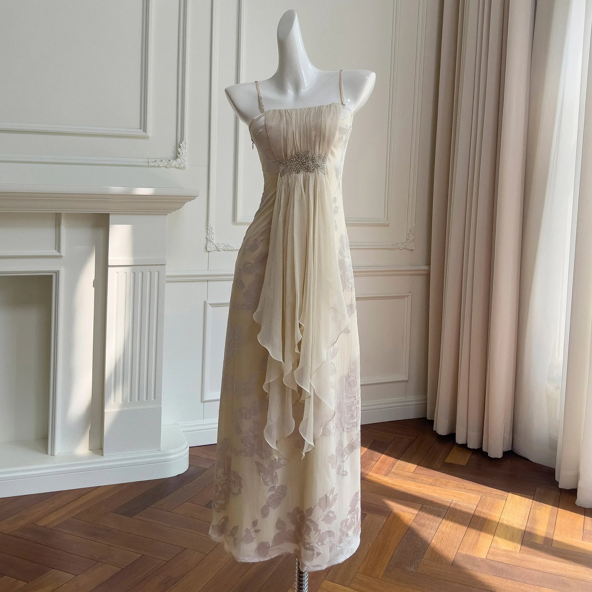 Fashion Women Dress Sleeveless Suspenders Lace Patchwork Brooch Female Summer Party Dresses New Tide 3QW1323 voguable