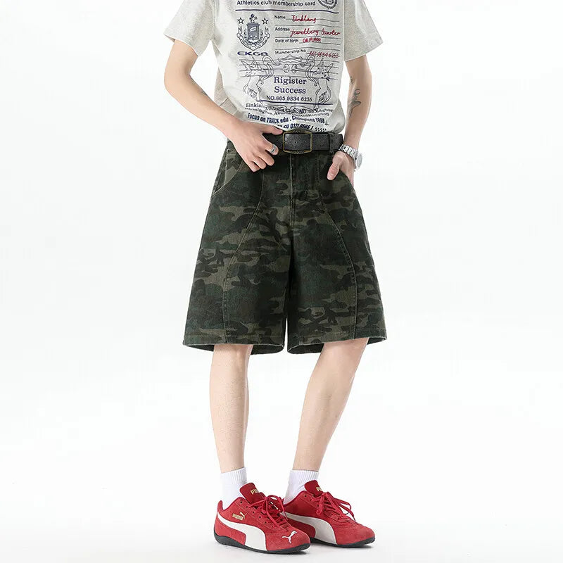 Mens Camo Cargo Shorts Summer Outdoor Casual Loose Fit Beach Hiking Tactical Military Camouflage Army Style Comfort Shorts voguable