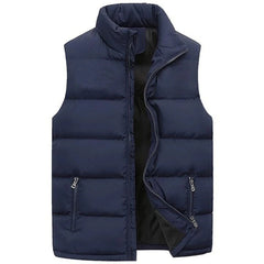 Mens Vest Jacket Warm Sleeveless Jackets Winter Waterproof Zipper Coat Autumn Stand-up Collar Casual Waistcoat Brand Clothing voguable