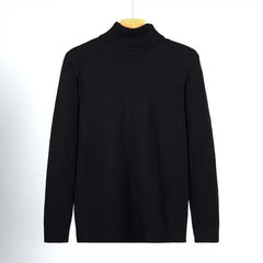 New Korean Fashion Men Sweater Light Luxury Trendy Turtleneck Knit Solid Color Pullover Leisure Retro Long Sleeve Basic Knitwear voguable