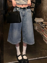 Voguable 2024 Couple Streetwear Vintage Wide Leg Shorts Women Retro Oversize Denim Shorts Summer Man High Waist Loose Casual Short Jeans voguable