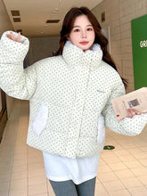 Sweet Polka Dot Corduroy Parkas Women Vintage Thick Warm Winter Cotton Coat Korean Loose Long Sleeve Female Elegant Jacket Tops voguable