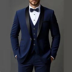 Voguable Men's 3pcs Suit Set, Jacket + Vest + Pants, Fashionable High-Quality, Suitable for Weddings, Parties and Formal Occasions voguable