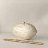 Oval Marble Beige Shell Acrylic Luxury Elegant Lady Evening Bag Cute Handbag Wedding Lady Girl Female Mini Purse voguable