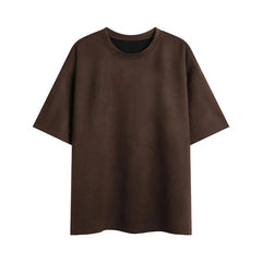 Summer Short-sleeved T-shirt Men Oversized Casual Suede T Shirt Men Streetwear Loose Solid Color O-neck Tshirt Mens Top M-3XL voguable