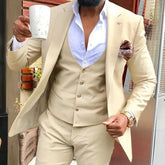Voguable Homme Beige Suits For Men Slim Notched Lapel Groomsmen Tuxedo For Wedding Formal Prom Casual Male Suit Trajes De Hombre voguable