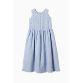 Voguable Summer New Loose Breathable Cotton Lin Vest Dress Light Blue Cotton Lin Summer Holiday Style Women's Skins Friendly Clothing voguable