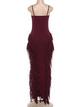 Voguable Elegant Tassel Patchwork Dress Women Sexy Low-Neck Sleeveless Stretch Skinny Fashion Classic Evening Party Clubwear voguable