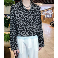 Spring Autumn New Fashion Turn-down Collar Long Sleeve Leopard Blouse Men's Clothing Korean All-match Simplicity Button Shirts voguable