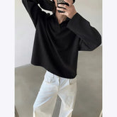 Autumn Long Sleeved T-shirt Men Fashion Beige Lapel T Shirt Men Streetwear Korean Loose Pullover Sweatshirt Mens Polo Shirt voguable