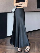 Chic Satin Elegant Long Skirt Women Casual Fashion High Waist Sweet Trumpet Skirts Slim Summer Female Korean Long Skirts voguable