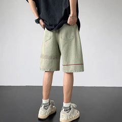 Voguable Men Five-point Ripped Summer Thin Style Wear New Versatile Loose Denim Shorts voguable