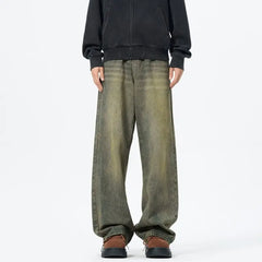 Baggy jeans mens New Korean Men's Casual Long Jeans Classic Man Straight Denim Wide-leg Pants Solid Low-rise jeans