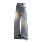 Men Washed Loose Straight Wide Leg Jeans Solid Classic Minimalist Casual Streetwear Comfort Trousers Trend Oversized Denim Pant voguable
