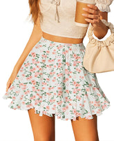 Voguable Summer New Women's Bohemian Sports Resort Floral Casual Ruffled Mini Skirt lollapalooza outfit spring outfits voguable