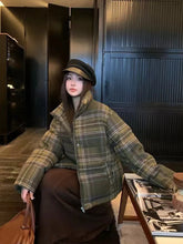Retro Streetwear Y2K Plaid Parkas Women Winter Warm Thick Hip Hop Cotton Coat American Harajuku Stand Collar Bf Vintage Jacket voguable