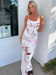 Print Sexy Two Piece Sets Women Fashion Spaghetti Strap Crop Tops And Maxi Skirt Ladies Elegant Printed Sexy Skirt Sets voguable