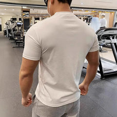 Ice Silk Gym T-shirt Men Summer O-Neck Tight Elasticity Quick Dry Short Sleeves Ultra-Light Casual Solid Running Sports T-Shirts voguable