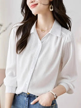 Voguable Polo Collar Professional Women's Shirt New Autumn Style Slim-fitting Long-sleeved Top Fashionable and Versatile voguable