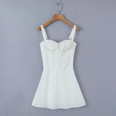 Voguable New Fashion Women Back Lacing Up Bandage Pink Slim Sling Mini Dress Party Summer Cotton Robe voguable