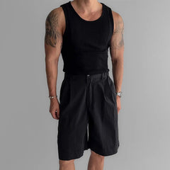 Voguable American Style Pure Cotton Ribbed Tank Top Muscle Men Hard Man Tight High Elasticity Sleeveless T-Shirt Splice Design Small S... voguable