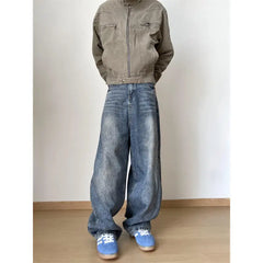 Streetwear Loose Jeans Men New Korean Style Fashion Loose Straight Wide Leg Pants Men's Brand Clothing baggy jeans hot