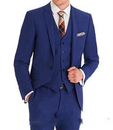 Voguable New High Quality Groom Men Suits Notched Lapel Groom Tuxedo Royal Blue Wedding/Prom/Dinner Best Man Blazer (Jacket+Pants+Vest) voguable