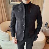 Voguable Men's New Chinese Style Standing Collar Suit Jacket Blazer Business Casual Fashionable Elegant Suit Jacket Slim Fit Men Clothing voguable