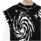 Harajuku Vest Sweater for men 2024 Ropa Streetwear BF Tassel Jumper Fashion Casual Knitting Tanks Print Korean Waistcoat vest voguable