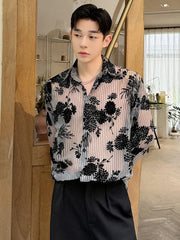 Voguable Fashion Printed Translucent Design Long Sleeved Shirts Personalized Trendy Handsome Street High Quality Men's Tops voguable