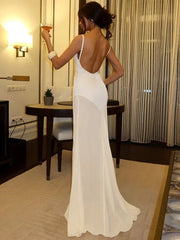 Spaghetti Strap Strapless Sexy Maxi Dress For Women Gown Elegant Off-shoulder Backless High Waist Bodycon Long Dress voguable