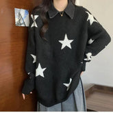 Voguable Vintage Fashion Women Sweaters Spring Autumn New Fake Two Pieces POLO Collar Cowboy Patchwork Sweet Loog Sleeve Midi Knitd Tops voguable