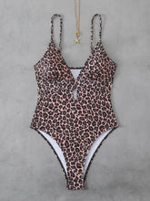 Voguable Strappy Swimsuit One Piece Leopard Printed Swimwear Women Sexy Hollow Bathers Bathing Swimming Swim Suit Female Beachwear voguable