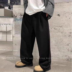 New Light Business Men Suit Pants Light Luxury Draped Solid Color Curved Knife Pants Elegant Straight Trousers Dress Pants M-3XL voguable