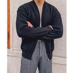 Autumn Winter Fashion Harajuku Solid Cardigan Men Thick Knitting Tops Loose Casual Outerwear Long Sleeve Coat All Match Sweaters voguable